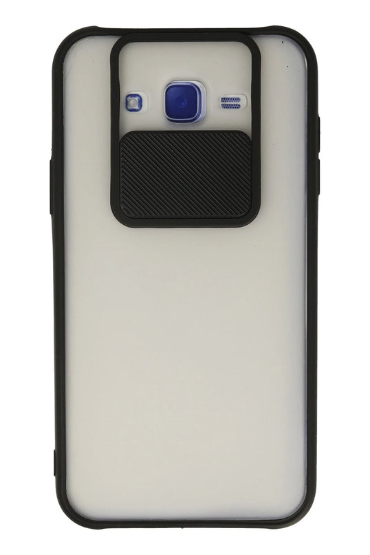 Samsung Galaxy J7 Palm Buzlu Kamera Sürgülü Silikon Kılıf - Siyah