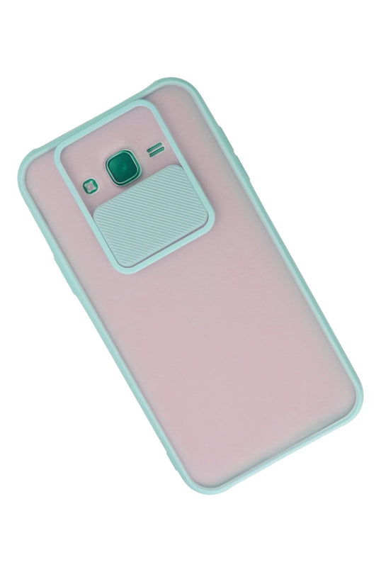 Samsung Galaxy J7 Palm Buzlu Kamera Sürgülü Silikon Kılıf - Turkuaz 3