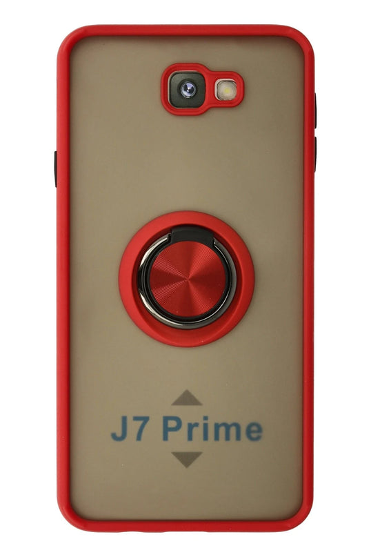 Samsung Galaxy J7 Prime Montreal Yüzüklü Silikon Kapak Kılıf - Kırmızı