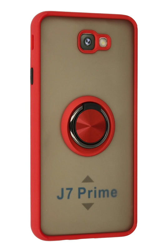 Samsung Galaxy J7 Prime Montreal Yüzüklü Silikon Kapak Kılıf - Kırmızı 2