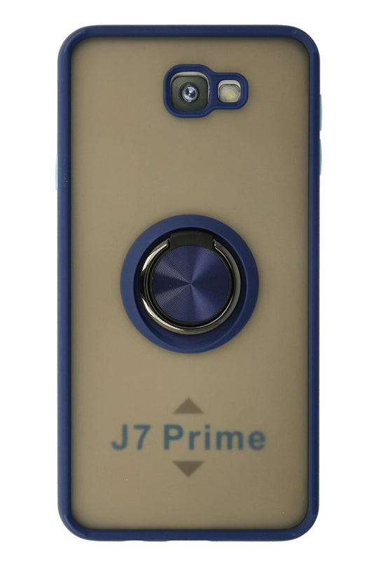 Samsung Galaxy J7 Prime Montreal Yüzüklü Silikon Kapak Kılıf - Lacivert