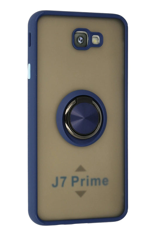 Samsung Galaxy J7 Prime Montreal Yüzüklü Silikon Kapak Kılıf - Lacivert 2