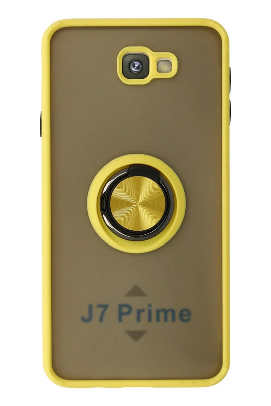 Samsung Galaxy J7 Prime Montreal Yüzüklü Silikon Kapak Kılıf - Sarı
