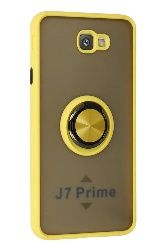 Samsung Galaxy J7 Prime Montreal Yüzüklü Silikon Kapak Kılıf - Sarı 2