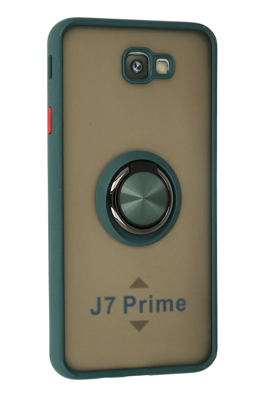 Samsung Galaxy J7 Prime Montreal Yüzüklü Silikon Kapak Kılıf - Yeşil 2