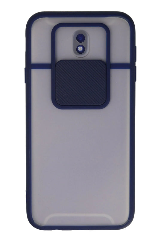 Samsung Galaxy J7 Pro / J730 Palm Buzlu Kamera Sürgülü Silikon Kılıf - Lacivert