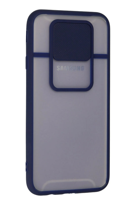 Samsung Galaxy J7 Pro / J730 Palm Buzlu Kamera Sürgülü Silikon Kılıf - Lacivert 3