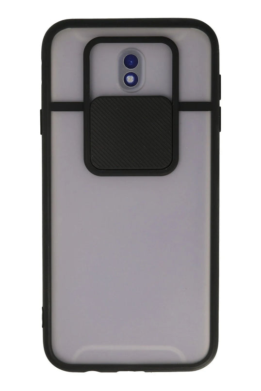 Samsung Galaxy J7 Pro / J730 Palm Buzlu Kamera Sürgülü Silikon Kılıf - Siyah