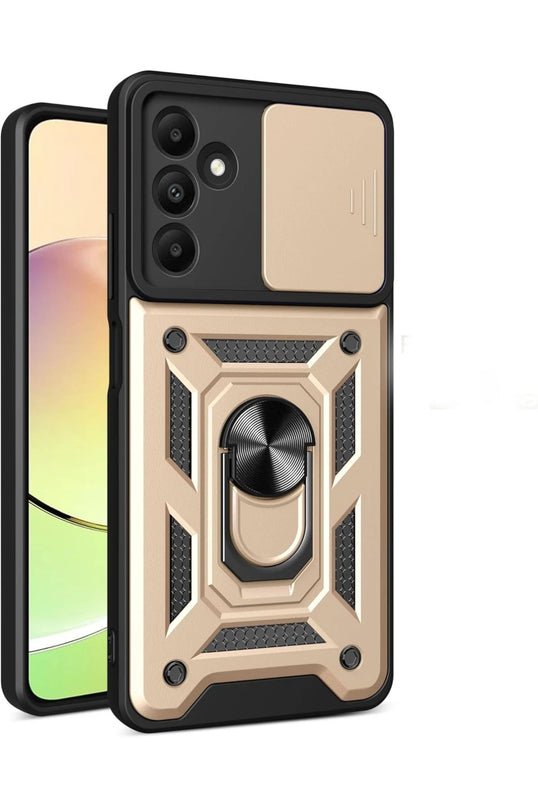 Samsung Galaxy M15 Pars Lens Yüzüklü Silikon Kılıf - Gold