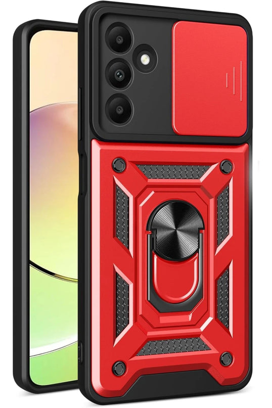 Samsung Galaxy M15 Pars Lens Yüzüklü Silikon Kılıf - Kırmızı