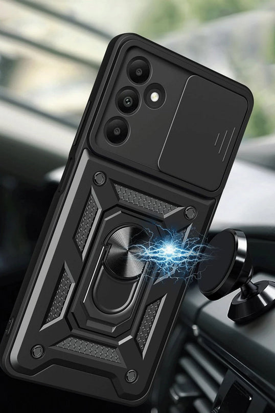 Samsung Galaxy M15 Pars Lens Yüzüklü Silikon Kılıf - Lacivert 4