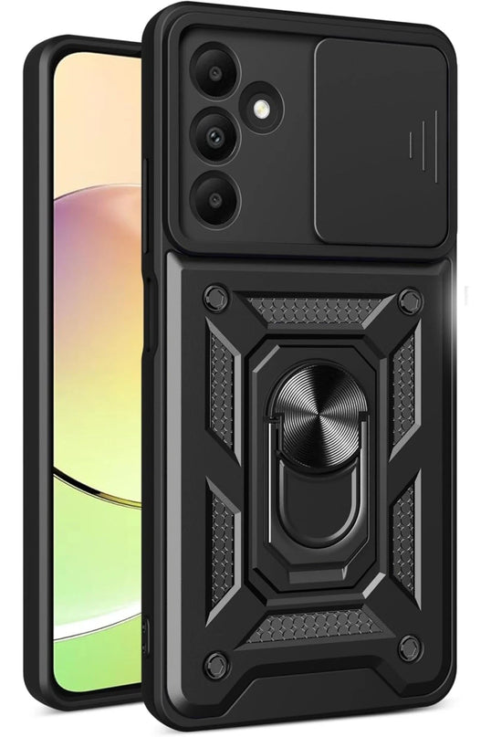Samsung Galaxy M15 Pars Lens Yüzüklü Silikon Kılıf - Siyah
