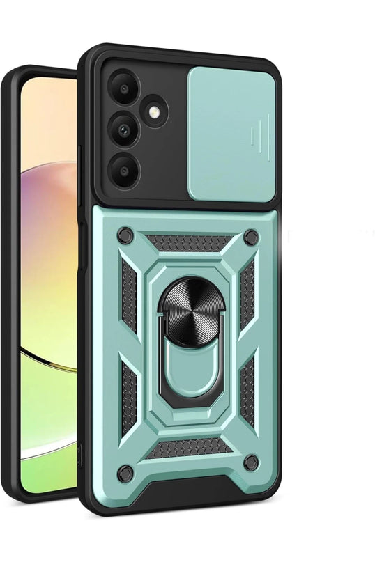 Samsung Galaxy M15 Pars Lens Yüzüklü Silikon Kılıf - Yeşil