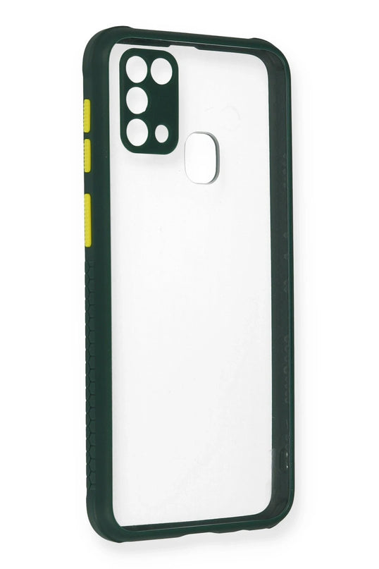 Samsung Galaxy M31 Miami Şeffaf Silikon Kılıf - Koyu Yeşil