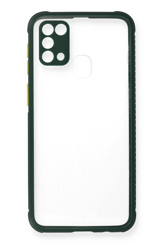 Samsung Galaxy M31 Miami Şeffaf Silikon Kılıf - Koyu Yeşil 2