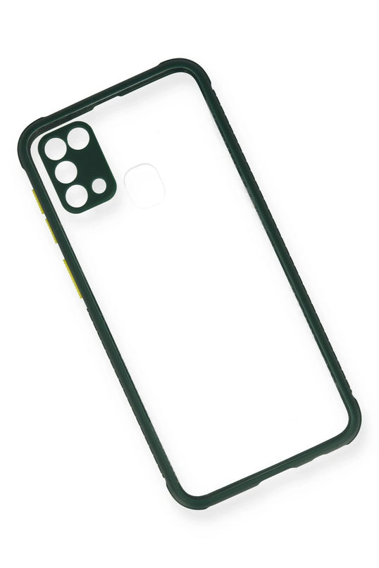 Samsung Galaxy M31 Miami Şeffaf Silikon Kılıf - Koyu Yeşil 3