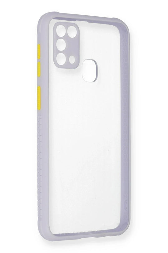 Samsung Galaxy M31 Miami Şeffaf Silikon Kılıf - Lila