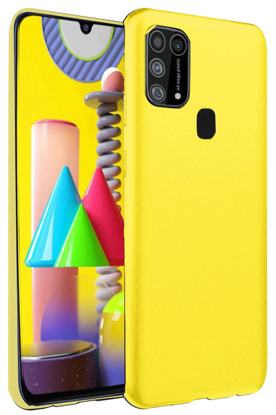 Samsung Galaxy M31 Nano içi Kadife Silikon Kılıf - Sarı