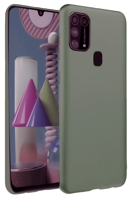 Samsung Galaxy M31 Nano içi Kadife Silikon Kılıf - Koyu Yeşil