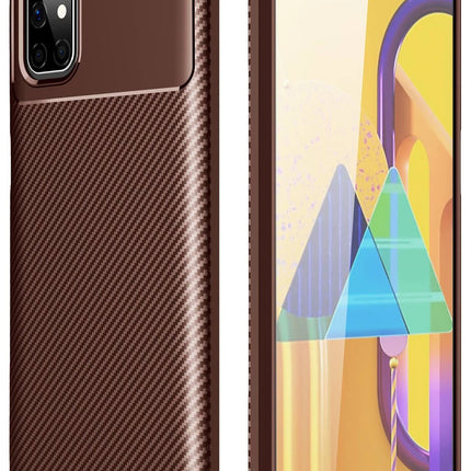 Samsung Galaxy M51 Auto Focus Karbon Kapak Kılıf - Kahverengi