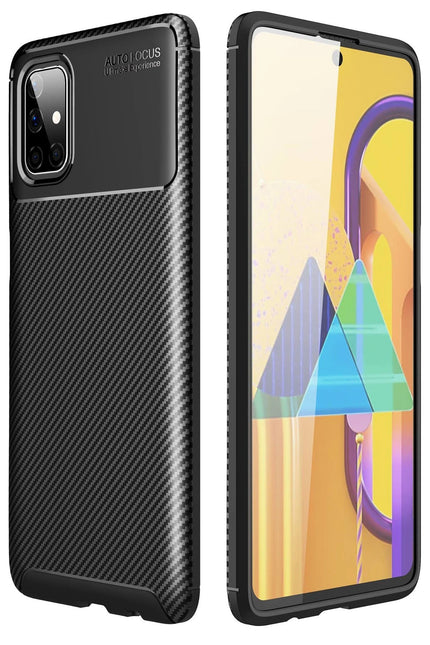 Samsung Galaxy M51 Auto Focus Karbon Kapak Kılıf - Siyah