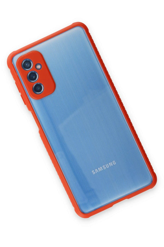 Samsung Galaxy M52 5G Miami Şeffaf Silikon Kılıf - Kırmızı 2