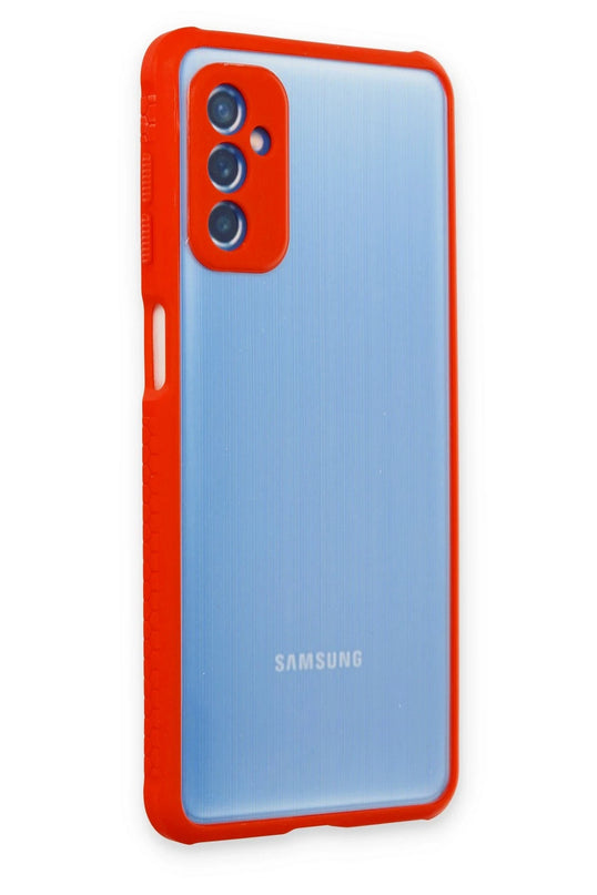 Samsung Galaxy M52 5G Miami Şeffaf Silikon Kılıf - Kırmızı 3