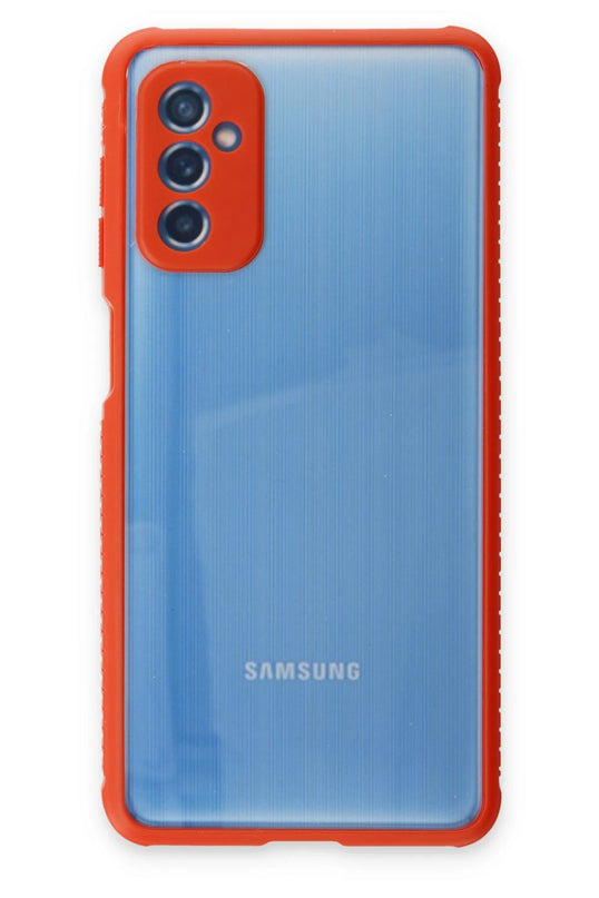 Samsung Galaxy M52 5G Miami Şeffaf Silikon Kılıf - Kırmızı