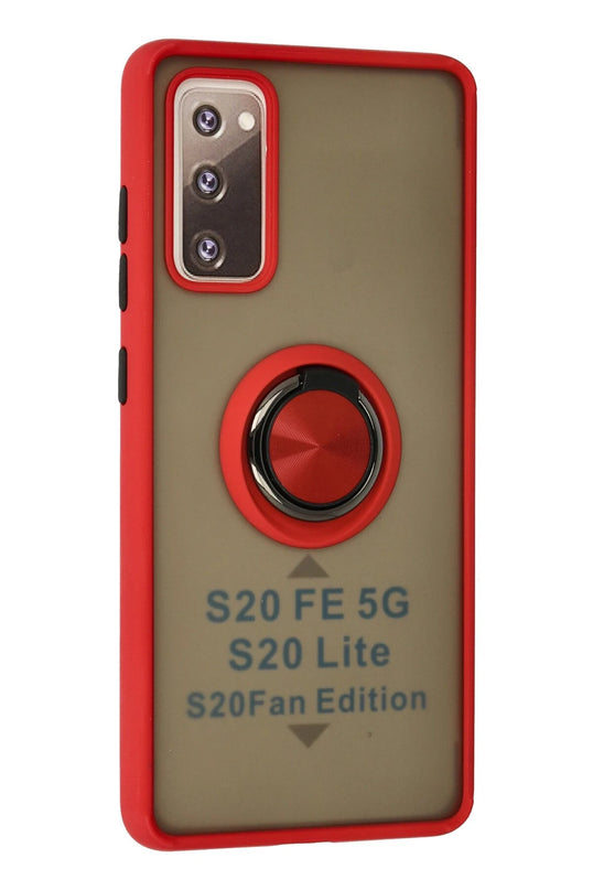 Samsung Galaxy S20 FE Montreal Yüzüklü Silikon Kapak Kılıf - Kırmızı 2