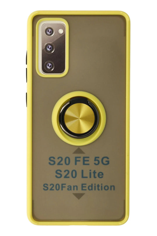 Samsung Galaxy S20 FE Montreal Yüzüklü Silikon Kapak Kılıf - Sarı