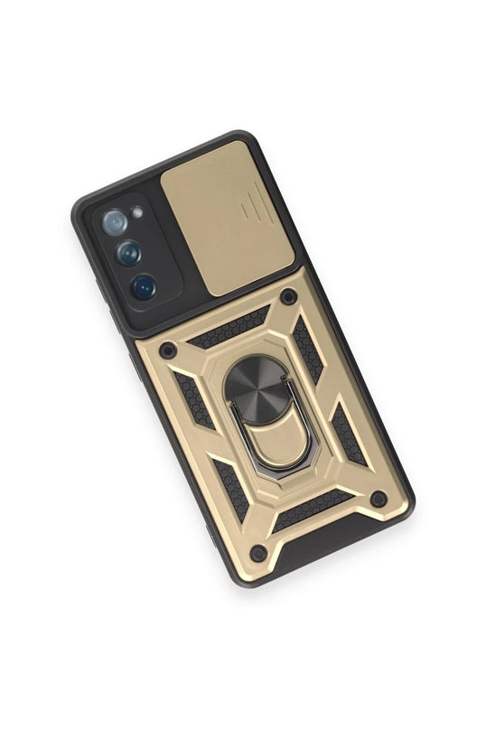 Samsung Galaxy S20 FE Pars Lens Yüzüklü Silikon Kılıf - Gold 3