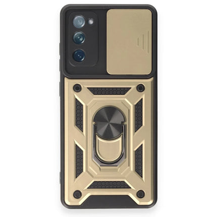 Samsung Galaxy S20 FE Pars Lens Yüzüklü Silikon Kılıf - Gold