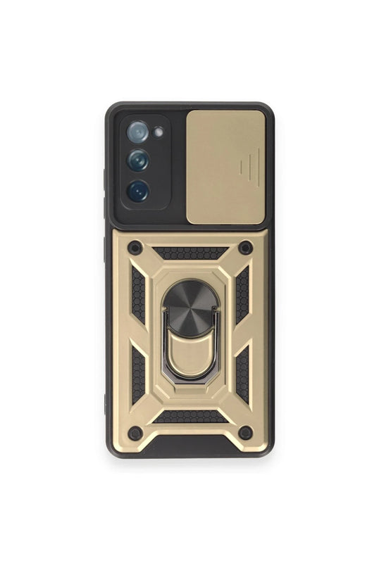 Samsung Galaxy S20 FE Pars Lens Yüzüklü Silikon Kılıf - Gold