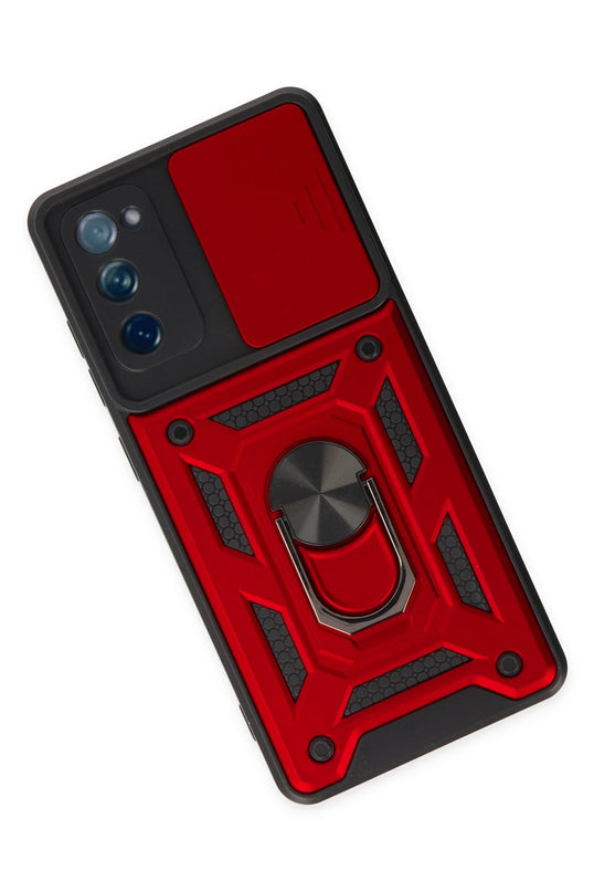 Samsung Galaxy S20 FE Pars Lens Yüzüklü Silikon Kılıf - Kırmızı 3