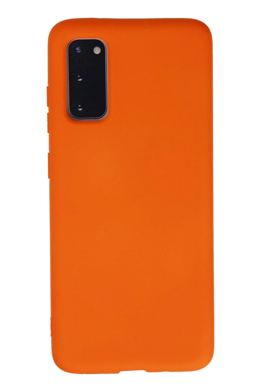 Samsung Galaxy S20 Nano içi Kadife Silikon Kılıf - Turuncu