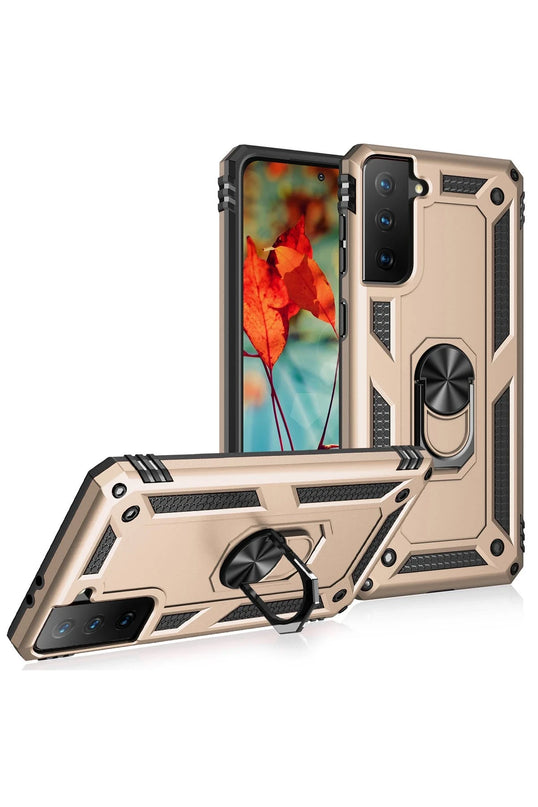 Samsung Galaxy S21 Sofya Yüzüklü Silikon Kapak Kılıf - Gold 2