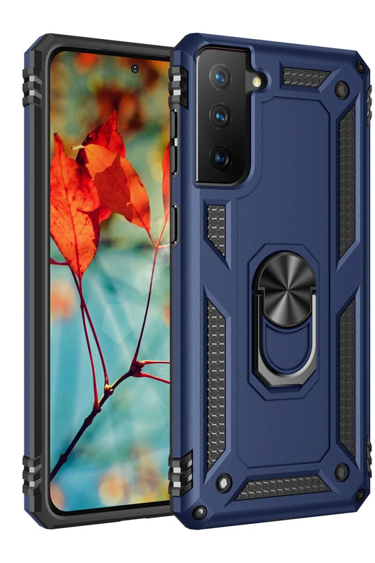 Samsung Galaxy S21 Sofya Yüzüklü Silikon Kapak Kılıf - Lacivert