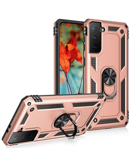 Samsung Galaxy S21 Sofya Yüzüklü Silikon Kapak Kılıf - Rose 2
