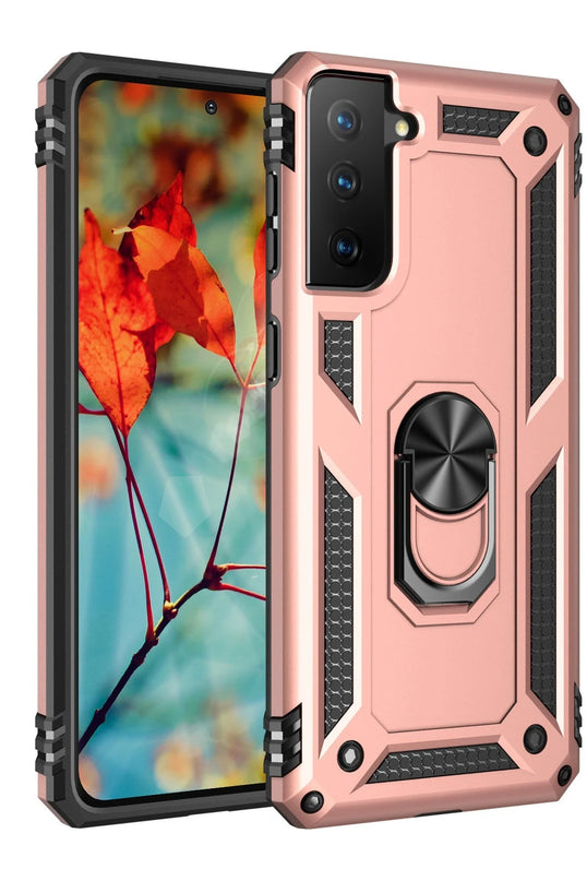 Samsung Galaxy S21 Sofya Yüzüklü Silikon Kapak Kılıf - Rose