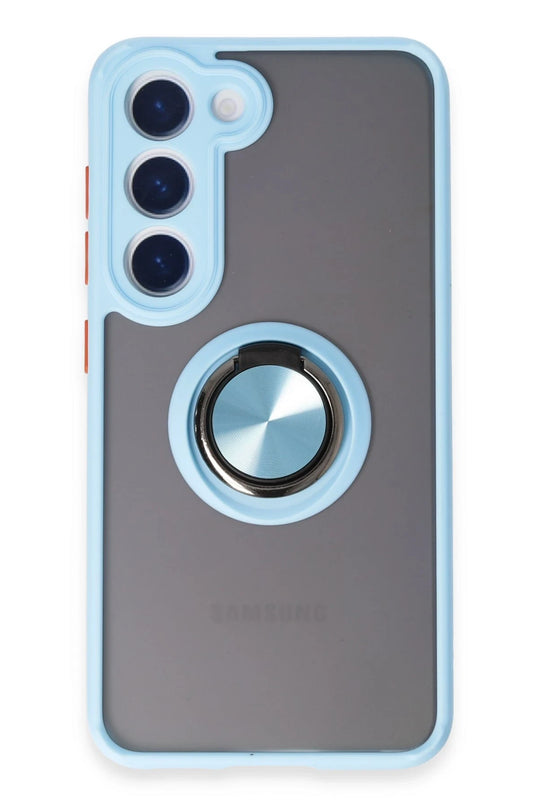 Samsung Galaxy S23 Montreal Yüzüklü Silikon Kapak Kılıf - Buz Mavi