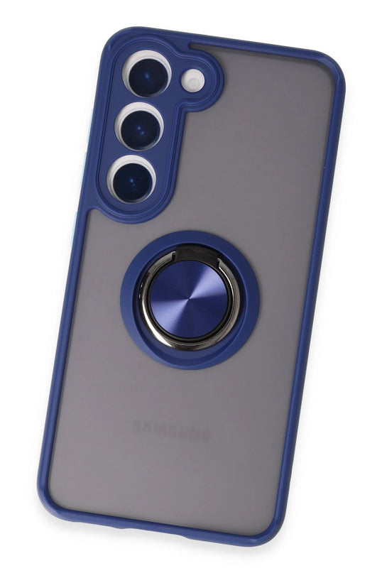 Samsung Galaxy S23 Montreal Yüzüklü Silikon Kapak Kılıf - Lacivert 3