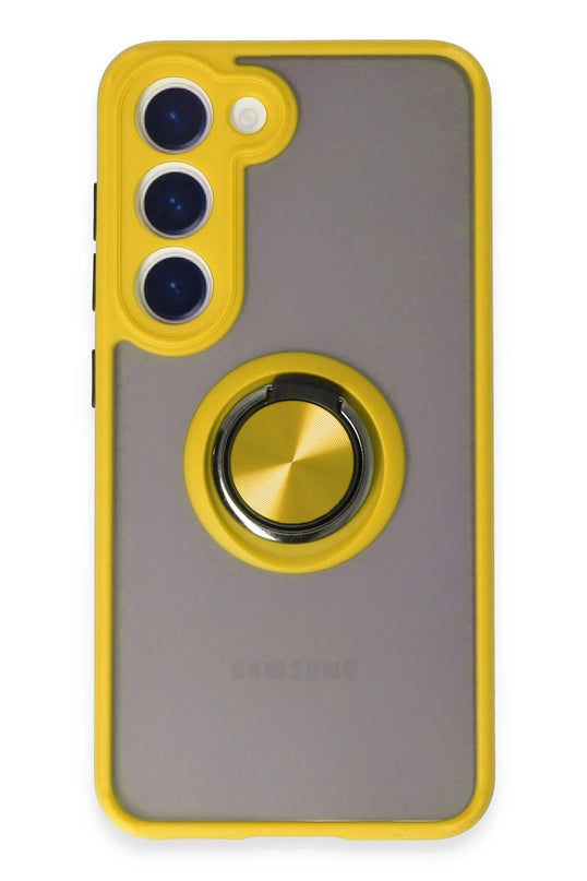 Samsung Galaxy S23 Montreal Yüzüklü Silikon Kapak Kılıf - Sarı