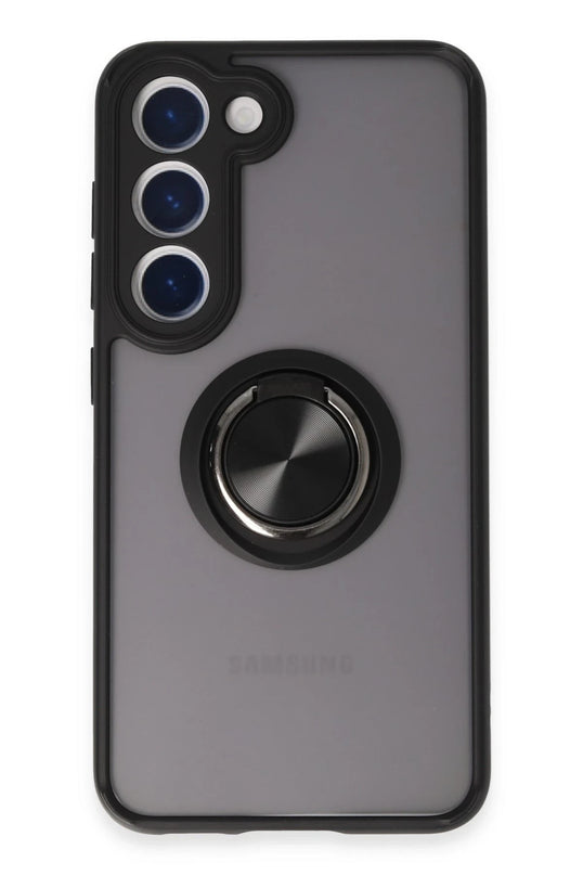 Samsung Galaxy S23 Montreal Yüzüklü Silikon Kapak Kılıf - Siyah