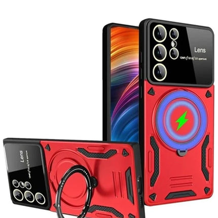 Samsung Galaxy S24 Ultra Joy Lens Standlı Kapak Kılıf - Kırmızı
