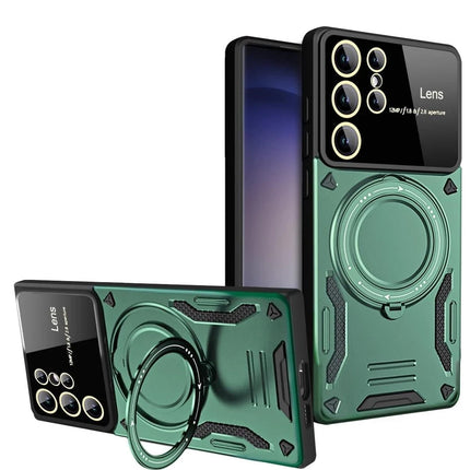 Samsung Galaxy S24 Ultra Joy Lens Standlı Kapak Kılıf - Koyu Yeşil