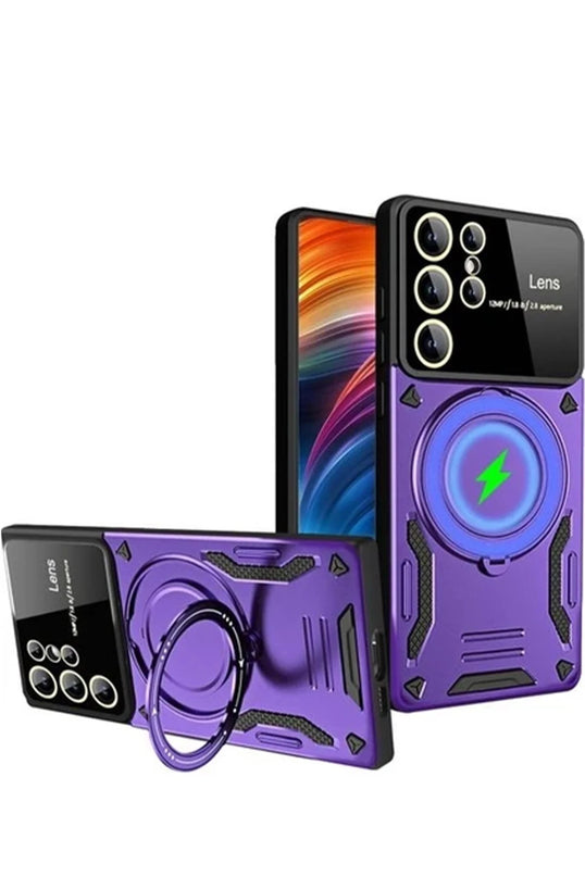 Samsung Galaxy S24 Ultra Joy Lens Standlı Kapak Kılıf - Mor