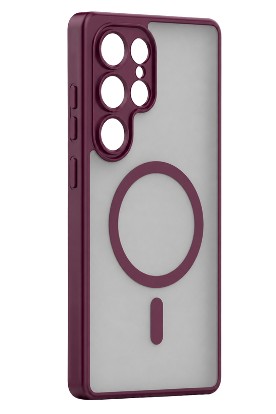 Samsung Galaxy S24 Ultra Loji Magsafe Kapak Kılıf - Bordo