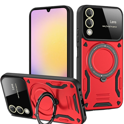 Samsung Galaxy S25 Edge Joy Lens Standlı Kapak Kılıf - Kırmızı