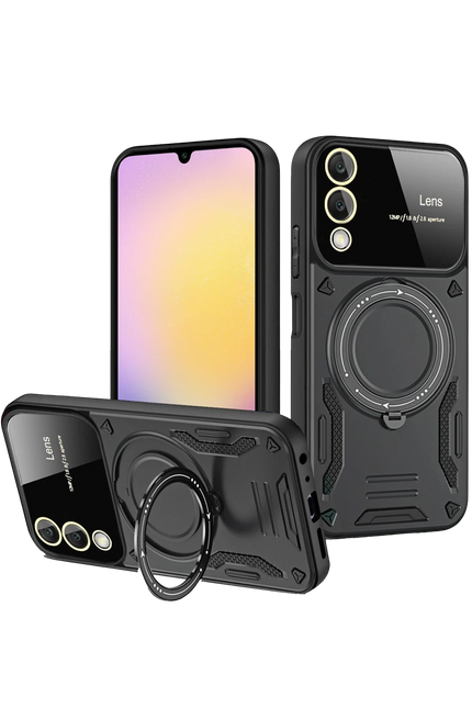 Samsung Galaxy S25 Edge Joy Lens Standlı Kapak Kılıf - Siyah