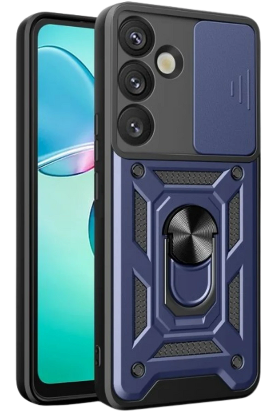 Samsung Galaxy S25 Pars Lens Yüzüklü Silikon Kılıf - Lacivert